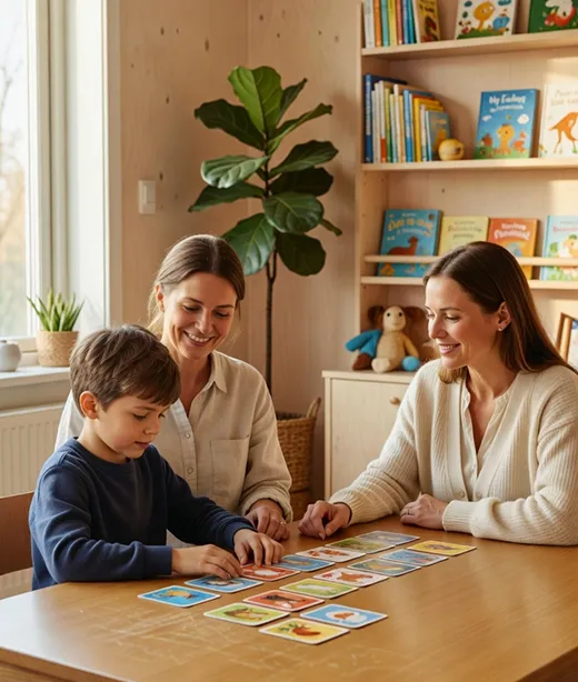 Therapist examing a child